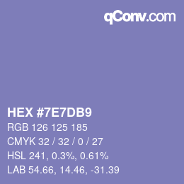 Color code: HEX #7E7DB9 | qconv.com