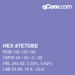 Color code: HEX #7E7DBE | qconv.com