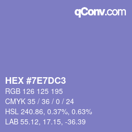 カラーコード: HEX #7E7DC3 | qconv.com