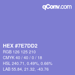 カラーコード: HEX #7E7DD2 | qconv.com