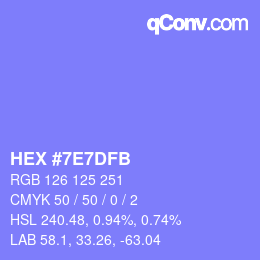 Color code: HEX #7E7DFB | qconv.com