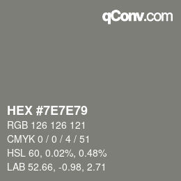 Color code: HEX #7E7E79 | qconv.com