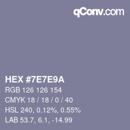 Farbcode: HEX #7E7E9A | qconv.com