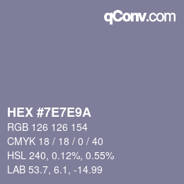 Color code: HEX #7E7E9A | qconv.com