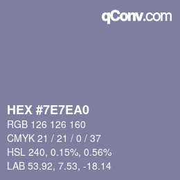 Farbcode: HEX #7E7EA0 | qconv.com