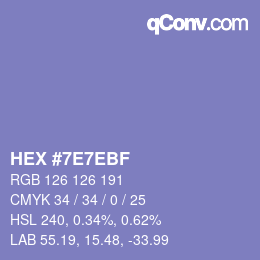 Color code: HEX #7E7EBF | qconv.com
