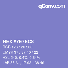 Color code: HEX #7E7EC8 | qconv.com