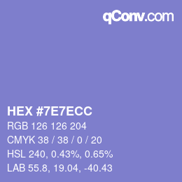 Color code: HEX #7E7ECC | qconv.com
