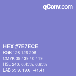 カラーコード: HEX #7E7ECE | qconv.com
