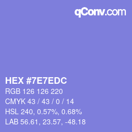 Color code: HEX #7E7EDC | qconv.com