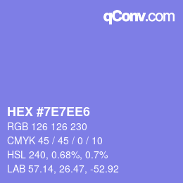 Color code: HEX #7E7EE6 | qconv.com
