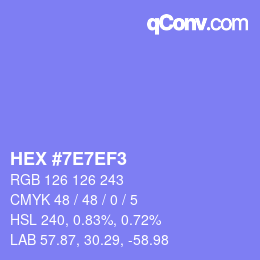 Color code: HEX #7E7EF3 | qconv.com