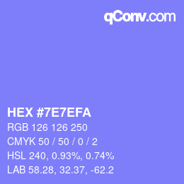 Color code: HEX #7E7EFA | qconv.com