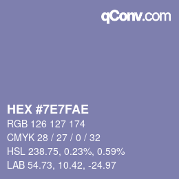 Color code: HEX #7E7FAE | qconv.com