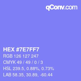Color code: HEX #7E7FF7 | qconv.com