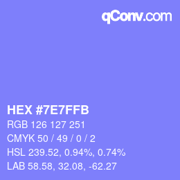 Color code: HEX #7E7FFB | qconv.com