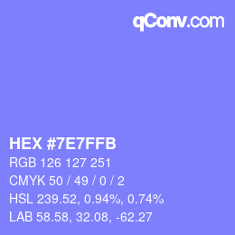 Color code: HEX #7E7FFB | qconv.com