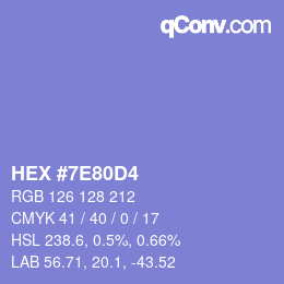 カラーコード: HEX #7E80D4 | qconv.com