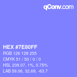 Color code: HEX #7E80FF | qconv.com