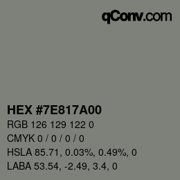 Farbcode: HEX #7E817A00 | qconv.com