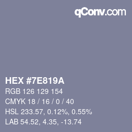 颜色代码: HEX #7E819A | qconv.com