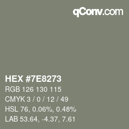 Farbcode: HEX #7E8273 | qconv.com