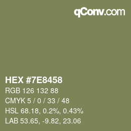 颜色代码: HEX #7E8458 | qconv.com