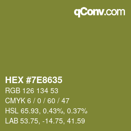 Color code: HEX #7E8635 | qconv.com