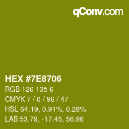 カラーコード: HEX #7E8706 | qconv.com