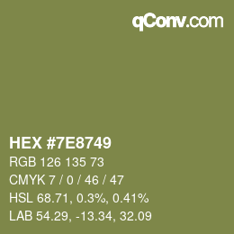 カラーコード: HEX #7E8749 | qconv.com