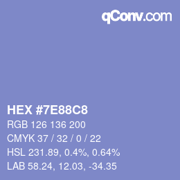 カラーコード: HEX #7E88C8 | qconv.com