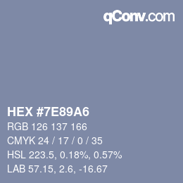 Color code: HEX #7E89A6 | qconv.com