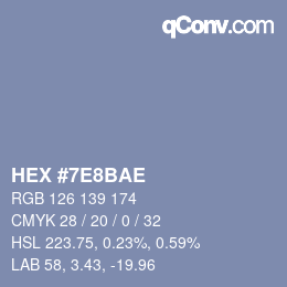 Color code: HEX #7E8BAE | qconv.com