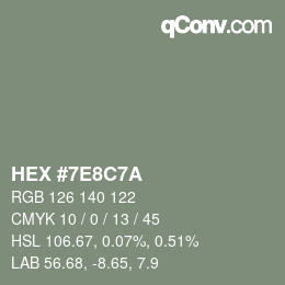 Color code: HEX #7E8C7A | qconv.com