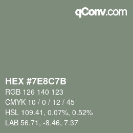 Color code: HEX #7E8C7B | qconv.com