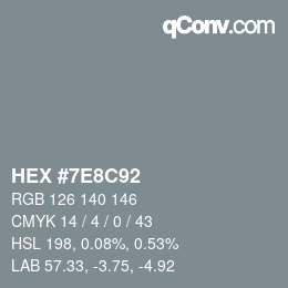 Farbcode: HEX #7E8C92 | qconv.com