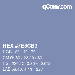 Color code: HEX #7E8CB3 | qconv.com