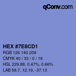 Color code: HEX #7E8CD1 | qconv.com