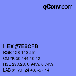 Color code: HEX #7E8CFB | qconv.com