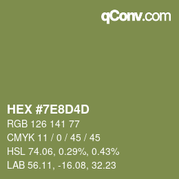 Color code: HEX #7E8D4D | qconv.com