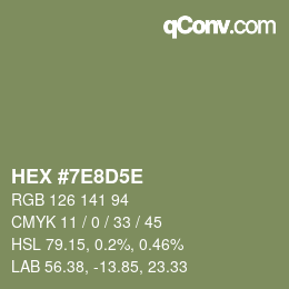 Código de color: HEX #7E8D5E | qconv.com