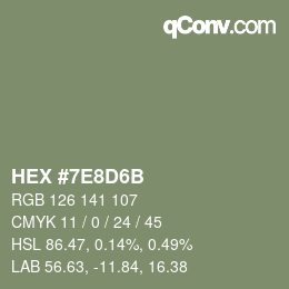 Color code: HEX #7E8D6B | qconv.com