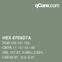 Color code: HEX #7E8D7A | qconv.com