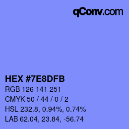カラーコード: HEX #7E8DFB | qconv.com