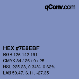Color code: HEX #7E8EBF | qconv.com