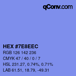 Color code: HEX #7E8EEC | qconv.com