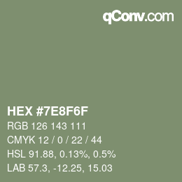 Color code: HEX #7E8F6F | qconv.com