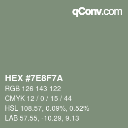 Color code: HEX #7E8F7A | qconv.com