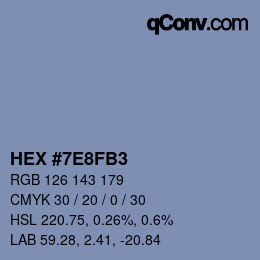 Color code: HEX #7E8FB3 | qconv.com