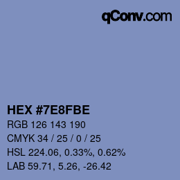 Color code: HEX #7E8FBE | qconv.com